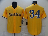 Red Sox 34 Gold Nike 2021 City Connect Replica Player Cool Base Jersey,baseball caps,new era cap wholesale,wholesale hats